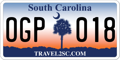 SC license plate OGP018