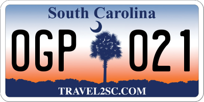 SC license plate OGP021
