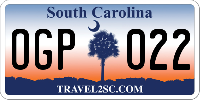 SC license plate OGP022