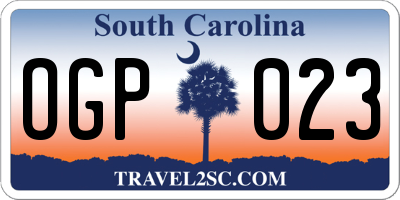SC license plate OGP023