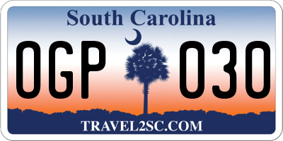 SC license plate OGP030