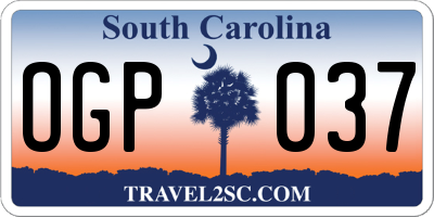SC license plate OGP037