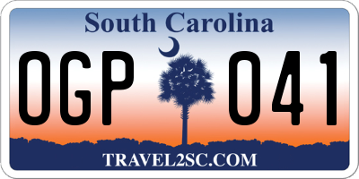SC license plate OGP041