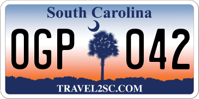 SC license plate OGP042