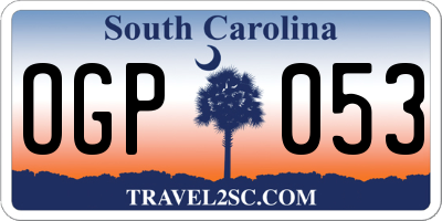 SC license plate OGP053