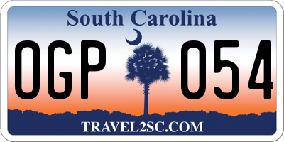 SC license plate OGP054