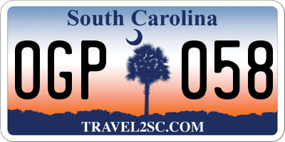 SC license plate OGP058