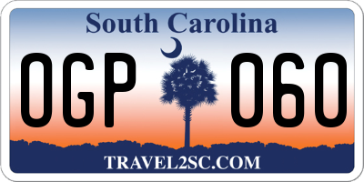 SC license plate OGP060