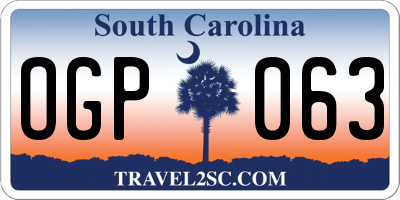SC license plate OGP063