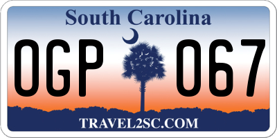 SC license plate OGP067