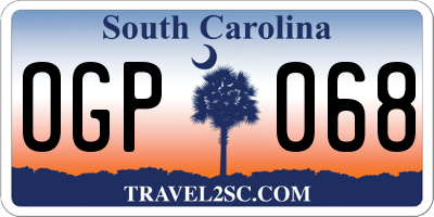 SC license plate OGP068