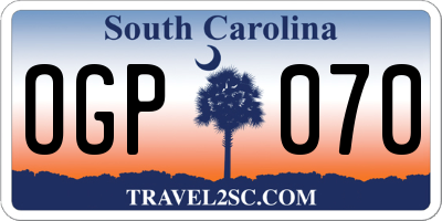 SC license plate OGP070