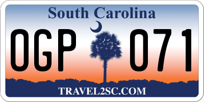 SC license plate OGP071