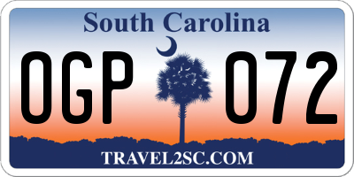 SC license plate OGP072
