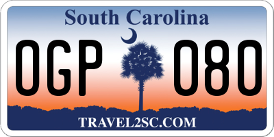 SC license plate OGP080