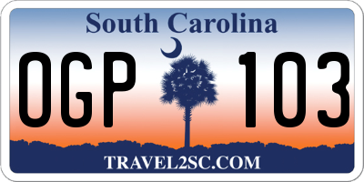 SC license plate OGP103