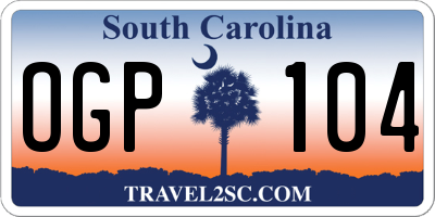 SC license plate OGP104