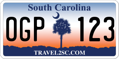 SC license plate OGP123
