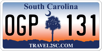 SC license plate OGP131