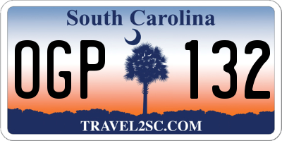 SC license plate OGP132