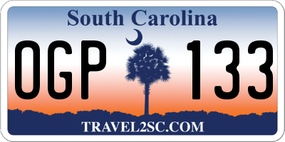 SC license plate OGP133
