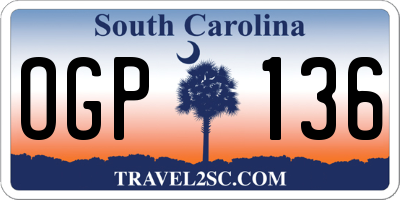 SC license plate OGP136