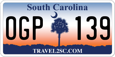 SC license plate OGP139