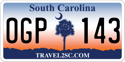 SC license plate OGP143
