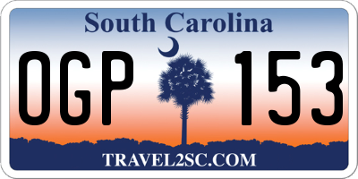 SC license plate OGP153