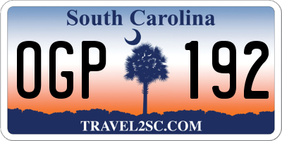 SC license plate OGP192