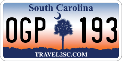 SC license plate OGP193