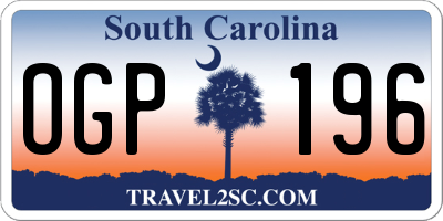 SC license plate OGP196