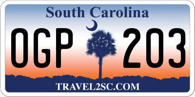 SC license plate OGP203
