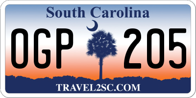 SC license plate OGP205