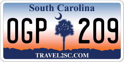 SC license plate OGP209