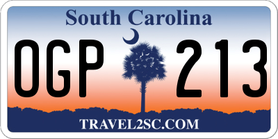 SC license plate OGP213