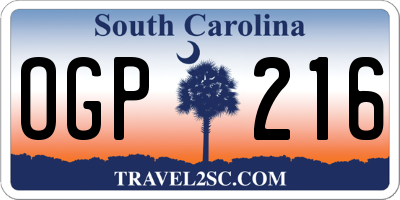 SC license plate OGP216