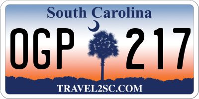 SC license plate OGP217