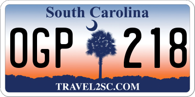 SC license plate OGP218