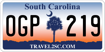SC license plate OGP219