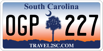SC license plate OGP227