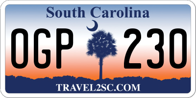 SC license plate OGP230