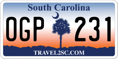 SC license plate OGP231