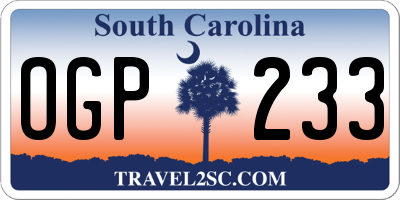 SC license plate OGP233