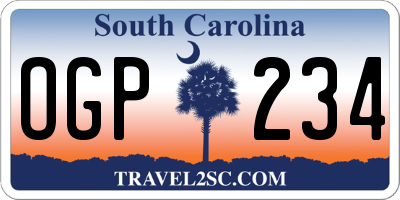 SC license plate OGP234