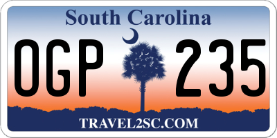 SC license plate OGP235