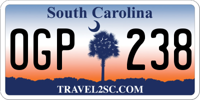 SC license plate OGP238