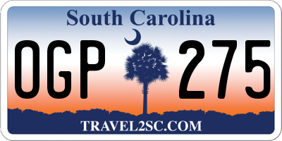 SC license plate OGP275