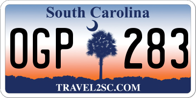 SC license plate OGP283