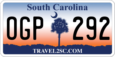 SC license plate OGP292